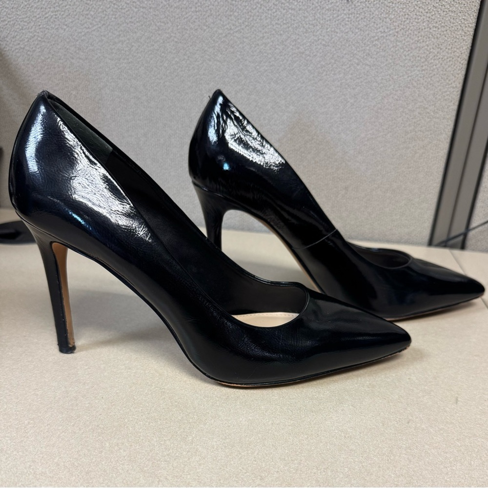 Vince Camuto Black Leather Pointed Toe Stiletto Heels - Picture 4 of 6